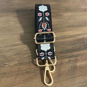 3. Black Floral Guitar Strap